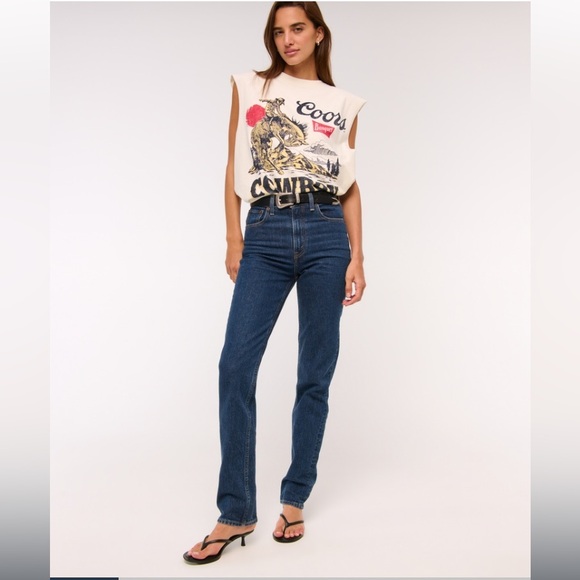 Abercrombie and fitch The '90s Straight Ultra High Rise blue curve love - Picture 1 of 10